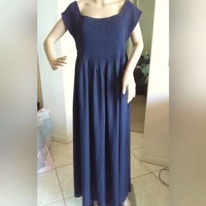 BNWOT MAXI DRESS NAVY BLUE SZ. 14/16'BY SWIMSUITS FOR ALL SHIRT SLEEVE